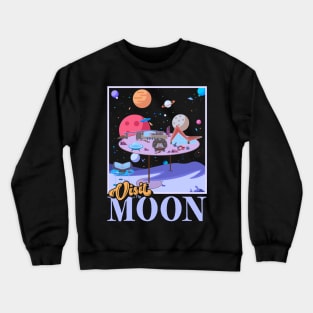 Retro Visit The Moon Mid Century Style Space Travel Crewneck Sweatshirt